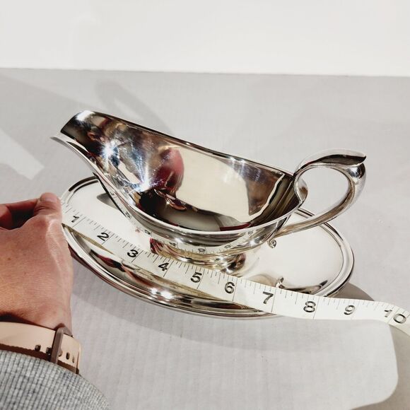 Gorham YC430 Gravy Sauce Boat w Underplate Silver Plate Vtg Colonial Drip Tray - Picture 9 of 9